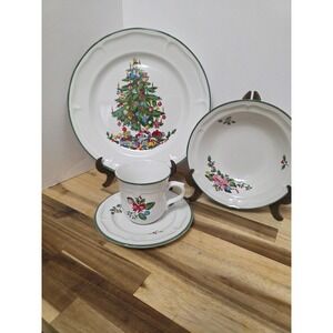 International China Company Tradition Stoneware‎ Christmas Tree Mug Plate Bowl